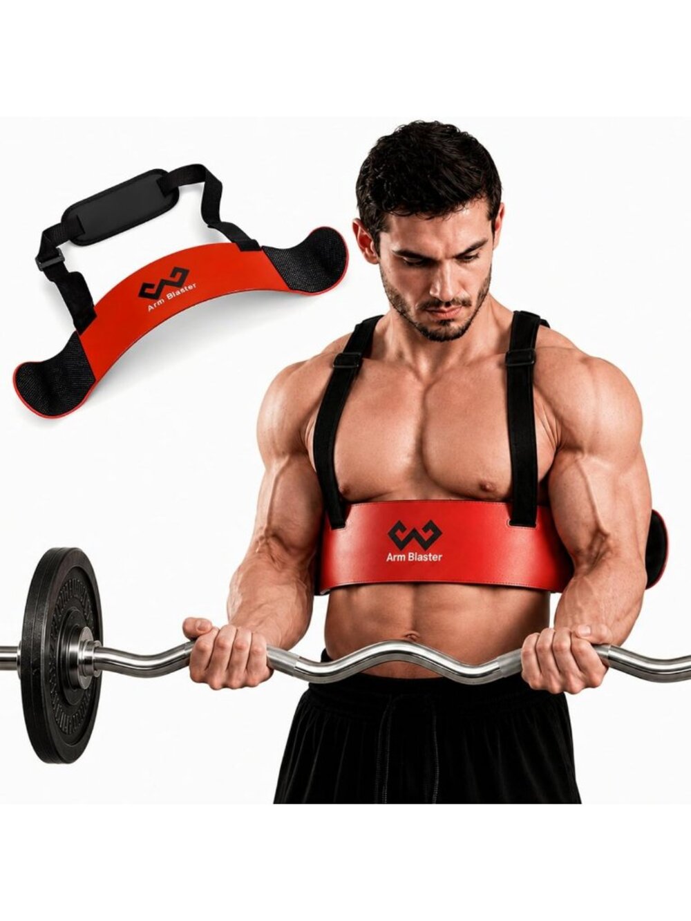Adjustable Bicep Curl Arm Blaster with Neoprene Padding for Weightlifting & Home